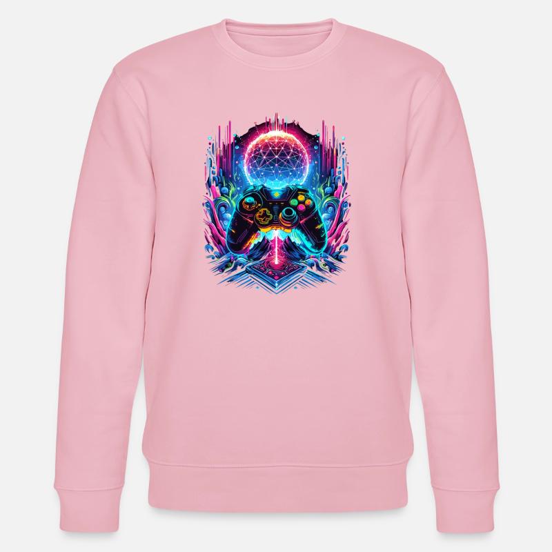 Synthwave Cyberpunk Gaming Controller - Stanley/Stella CHANGER Unisex Organic Sweatshirt - cotton pink