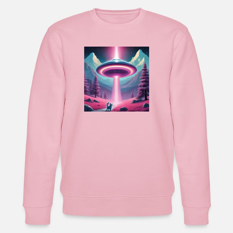 Ufo mit Kätzchen - Stanley/Stella Unisex Bio-Sweatshirt CHANGER  - Hellrosa