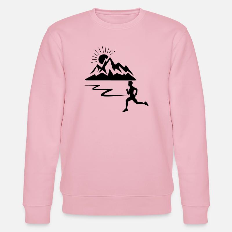 Läufer Mann mit Bergen - Stanley/Stella Unisex Bio-Sweatshirt CHANGER  - Hellrosa