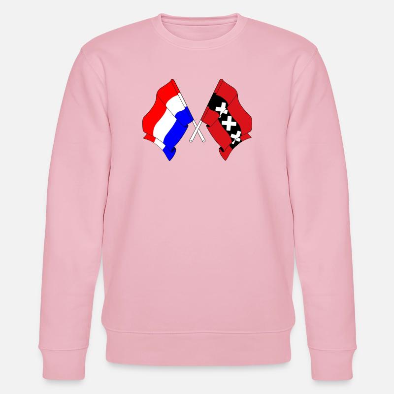 Drapeau Pays-Bas, Amsterdam croisé - Sweat bio CHANGER Stanley/Stella Unisexe - rose pâle