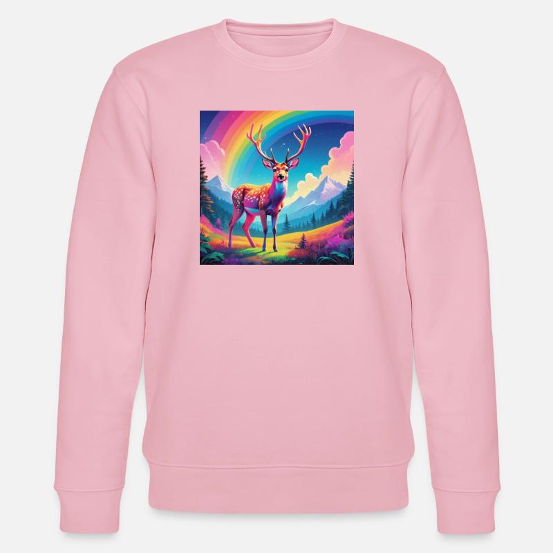 Hirsch mit Regenbogen - Stanley/Stella Unisex Bio-Sweatshirt CHANGER  - Hellrosa