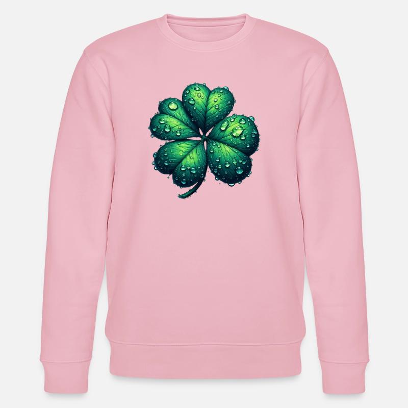Vierblättriges Kleeblatt - Stanley/Stella Unisex Bio-Sweatshirt CHANGER  - Hellrosa