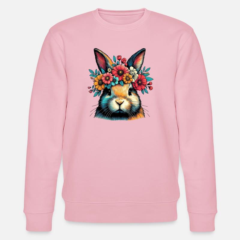 Hase mit Blumen - Stanley/Stella Unisex Bio-Sweatshirt CHANGER  - Hellrosa
