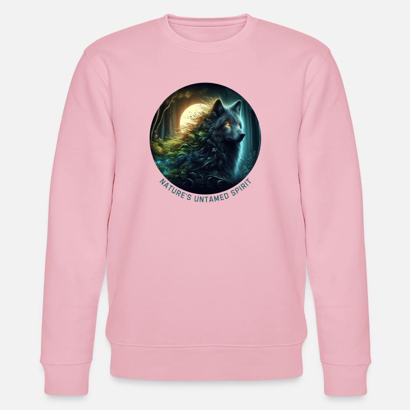 Der Wolf im Nachtwald - Stanley/Stella Unisex Bio-Sweatshirt CHANGER  - Hellrosa