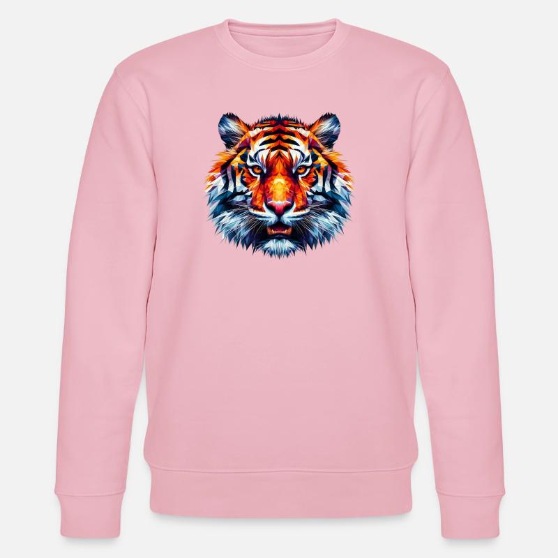 Polygonaler Tiger - Stanley/Stella Unisex Bio-Sweatshirt CHANGER  - Hellrosa
