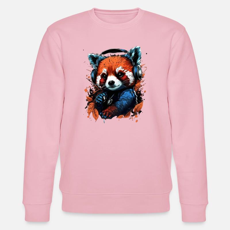 Panda roux mélomane mignon - Sweat bio CHANGER Stanley/Stella Unisexe - rose pâle