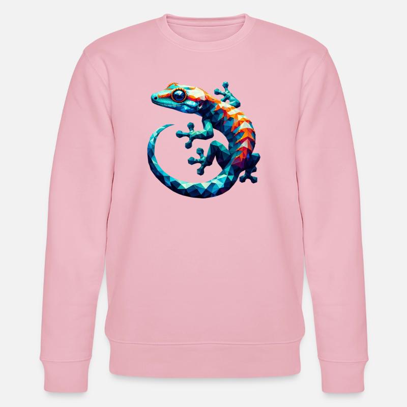 Polygonaler Gecko - Stanley/Stella Unisex Bio-Sweatshirt CHANGER  - Hellrosa