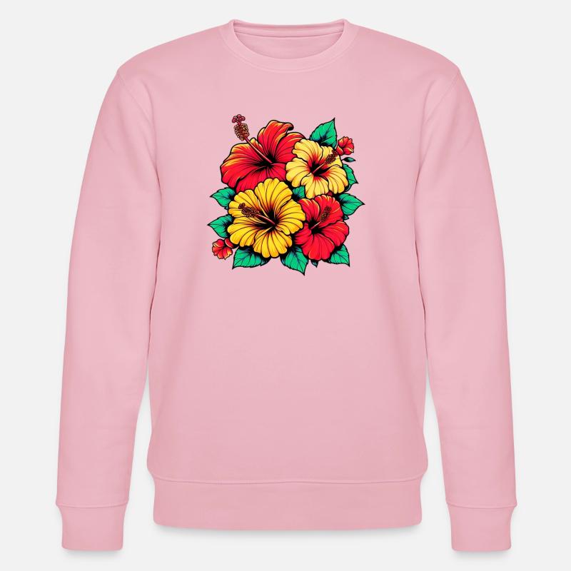 Hibiskusblüten - Stanley/Stella Unisex Bio-Sweatshirt CHANGER  - Hellrosa