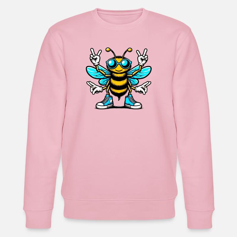 Biene mit Sonnenbrille - Stanley/Stella Unisex Bio-Sweatshirt CHANGER  - Hellrosa