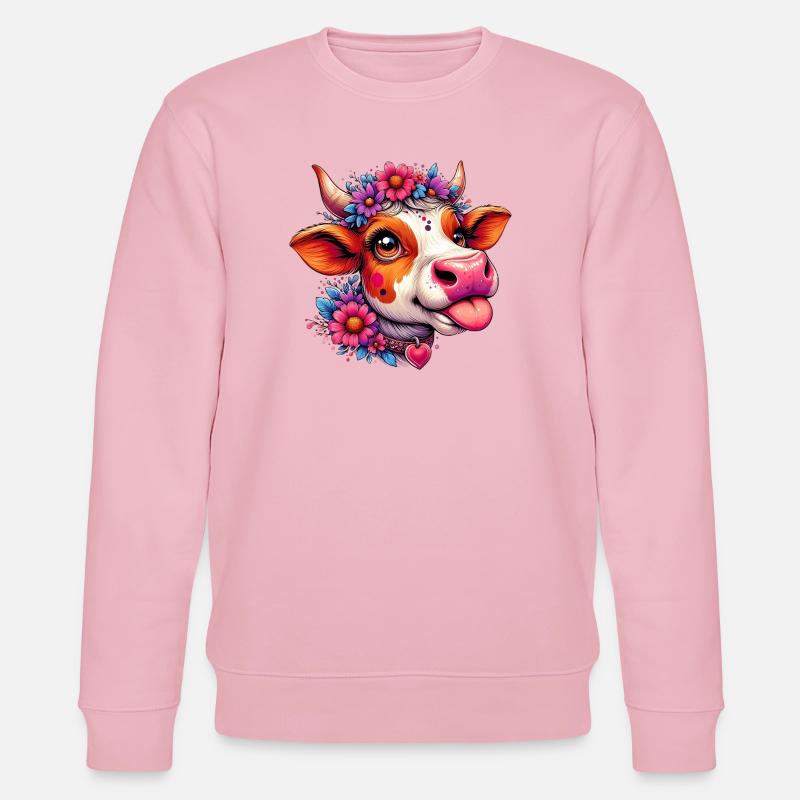 Kuh - Stanley/Stella Unisex Bio-Sweatshirt CHANGER  - Hellrosa
