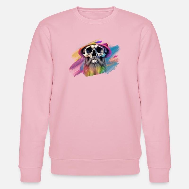 Bunte Regenbogen-Totenkopf-Designe - Stanley/Stella Unisex Bio-Sweatshirt CHANGER  - Hellrosa