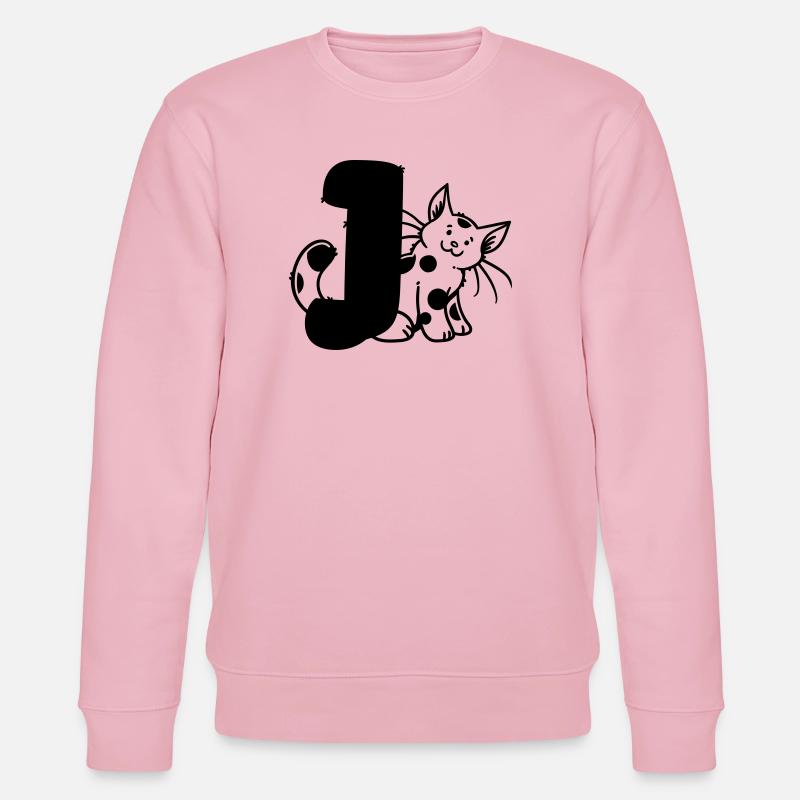 Lettre Chat J - Sweat bio CHANGER Stanley/Stella Unisexe - rose pâle