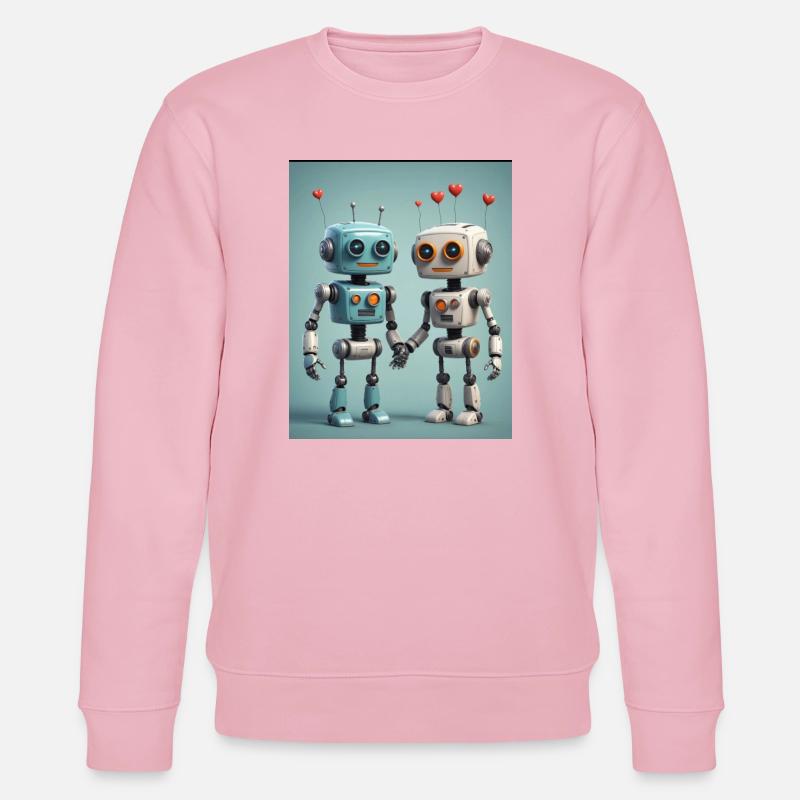 Roboter Pärchen - Stanley/Stella Unisex Bio-Sweatshirt CHANGER  - Hellrosa