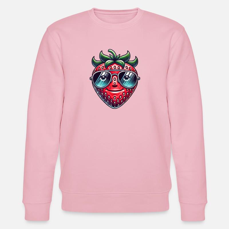 Coole Erdbeere mit Sonnenbrille Sommerfrucht - Stanley/Stella Unisex Bio-Sweatshirt CHANGER  - Hellrosa