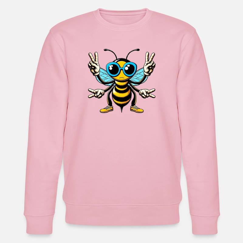 Biene mit Sonnenbrille - Stanley/Stella Unisex Bio-Sweatshirt CHANGER  - Hellrosa