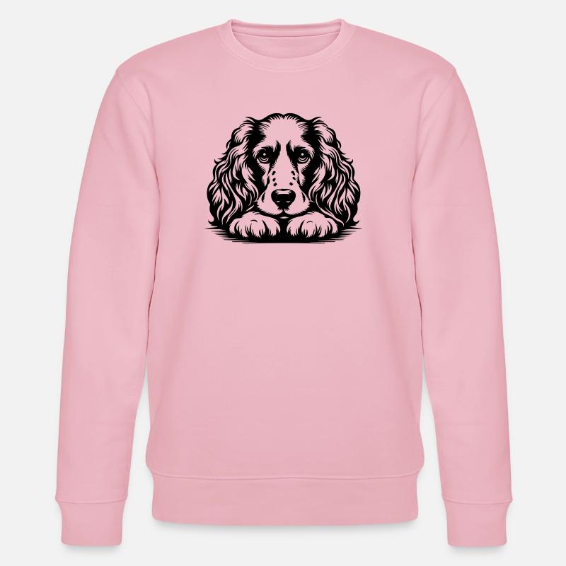 Cocker Spaniel Head with Paws - Stanley/Stella CHANGER Unisex Organic Sweatshirt - cotton pink