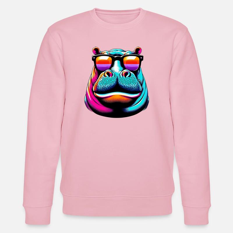 Hippopotame avec lunettes de soleil - Sweat bio CHANGER Stanley/Stella Unisexe - rose pâle