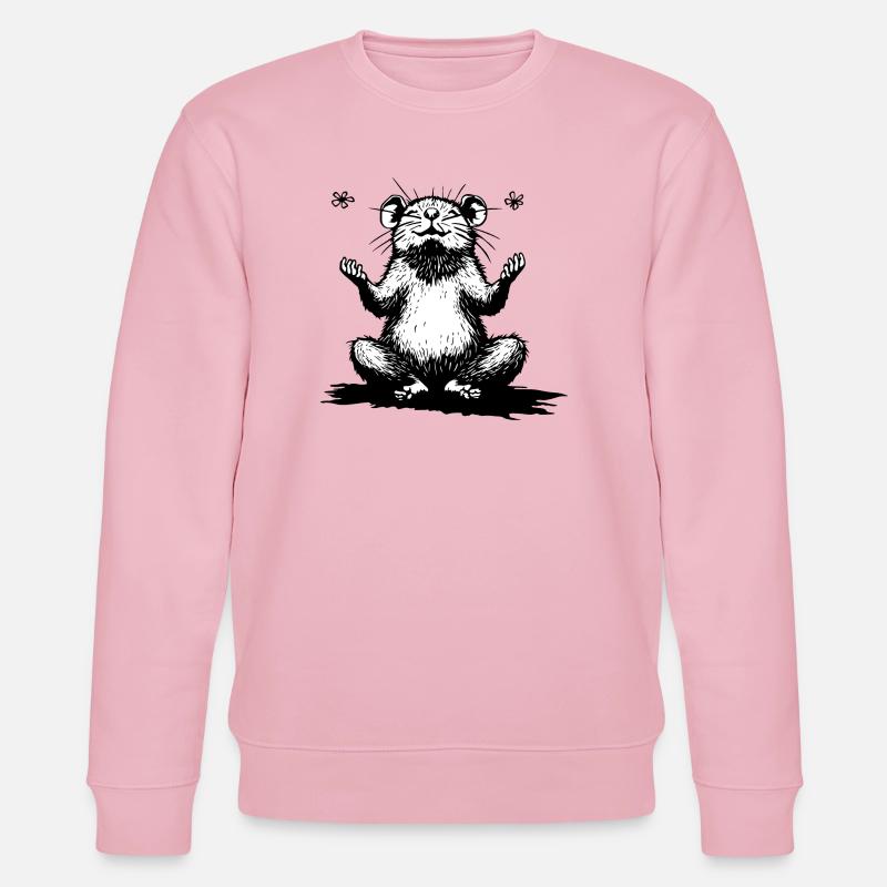 Hamster zen assis en noir et blanc - Sweat bio CHANGER Stanley/Stella Unisexe - rose pâle