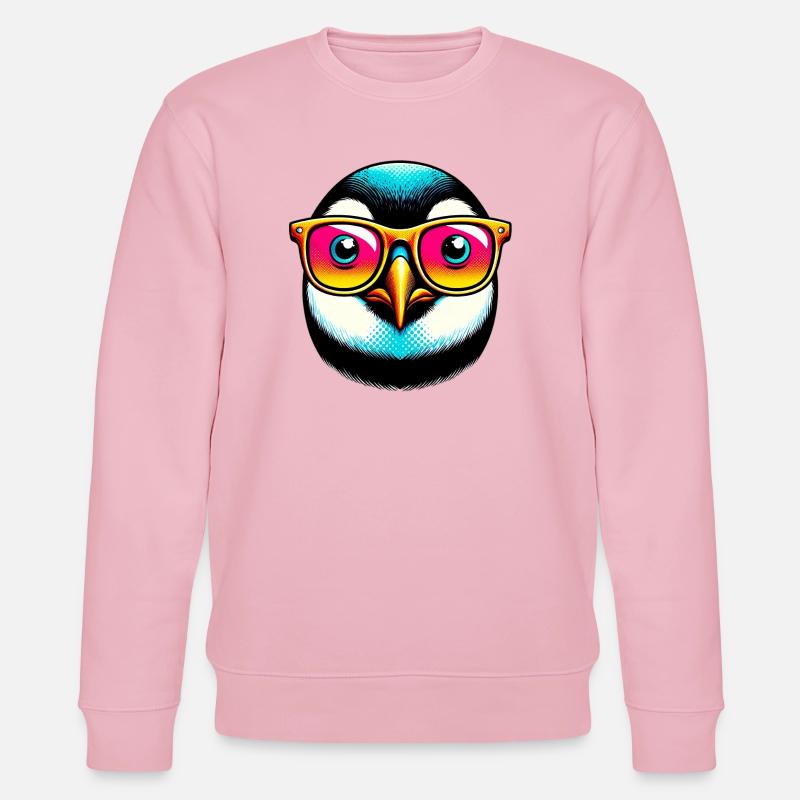 Pinguin mit Sonnenbrille - Stanley/Stella Unisex Bio-Sweatshirt CHANGER  - Hellrosa