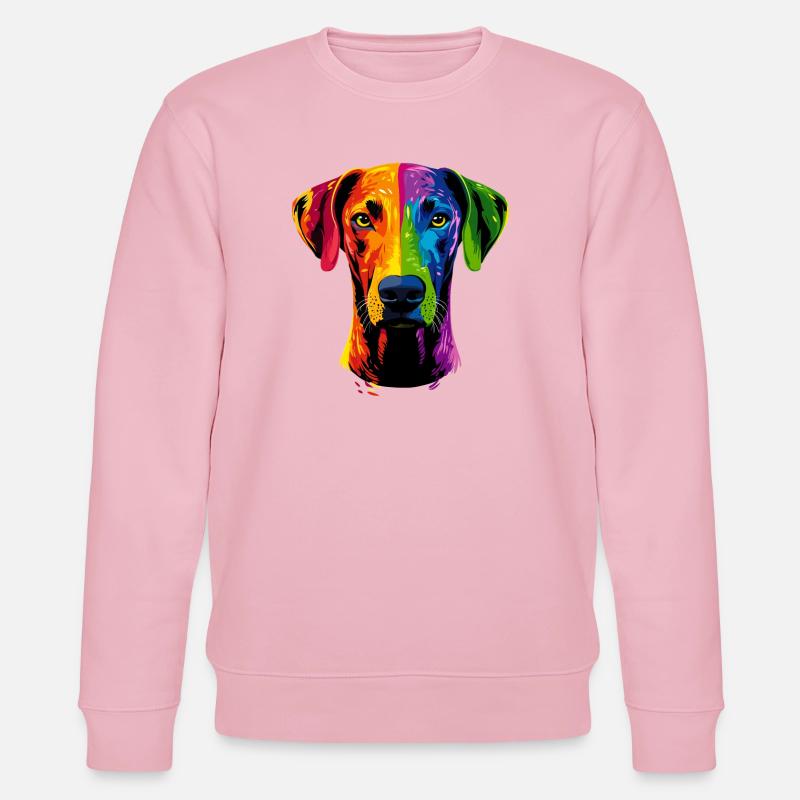 Rhodesian Ridgeback Popart Regenbogen Bunt Hunde - Stanley/Stella Unisex Bio-Sweatshirt CHANGER  - Hellrosa