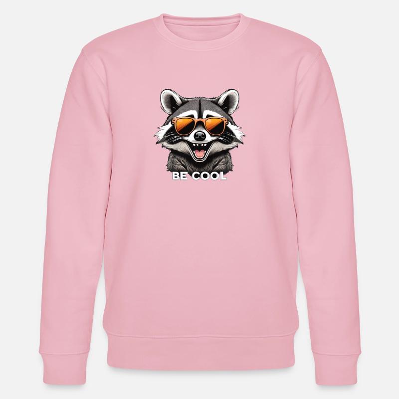 Frecher Waschbär mit Sonnenbrille - Stanley/Stella Unisex Bio-Sweatshirt CHANGER  - Hellrosa