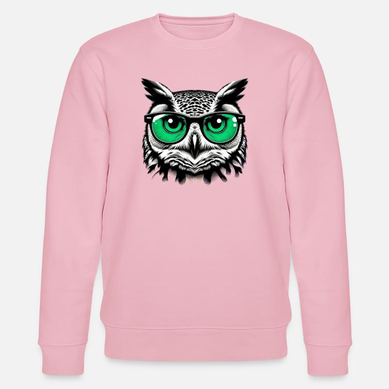 Owl with Glasses - Stanley/Stella CHANGER Unisex Organic Sweatshirt - cotton pink