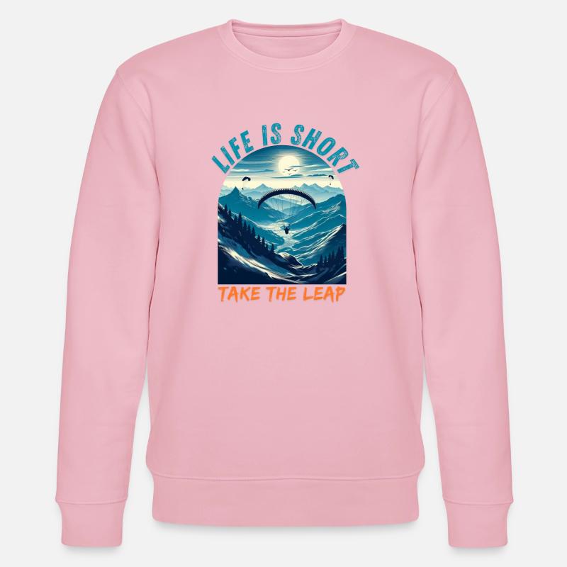 Paraglider over Alpine Mountains - Paraglider Tee - Stanley/Stella CHANGER Unisex Organic Sweatshirt - cotton pink