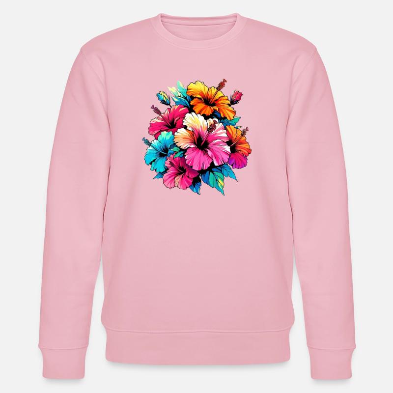 Hibiskusblüten - Stanley/Stella Unisex Bio-Sweatshirt CHANGER  - Hellrosa