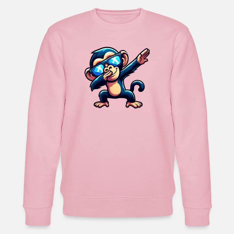 Schimpanse Dab Cool Sonnenbrille Regenbogen - Stanley/Stella Unisex Bio-Sweatshirt CHANGER  - Hellrosa