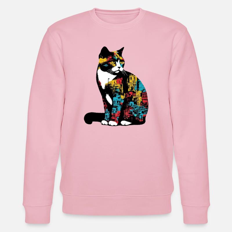 Katze - Stanley/Stella Unisex Bio-Sweatshirt CHANGER  - Hellrosa