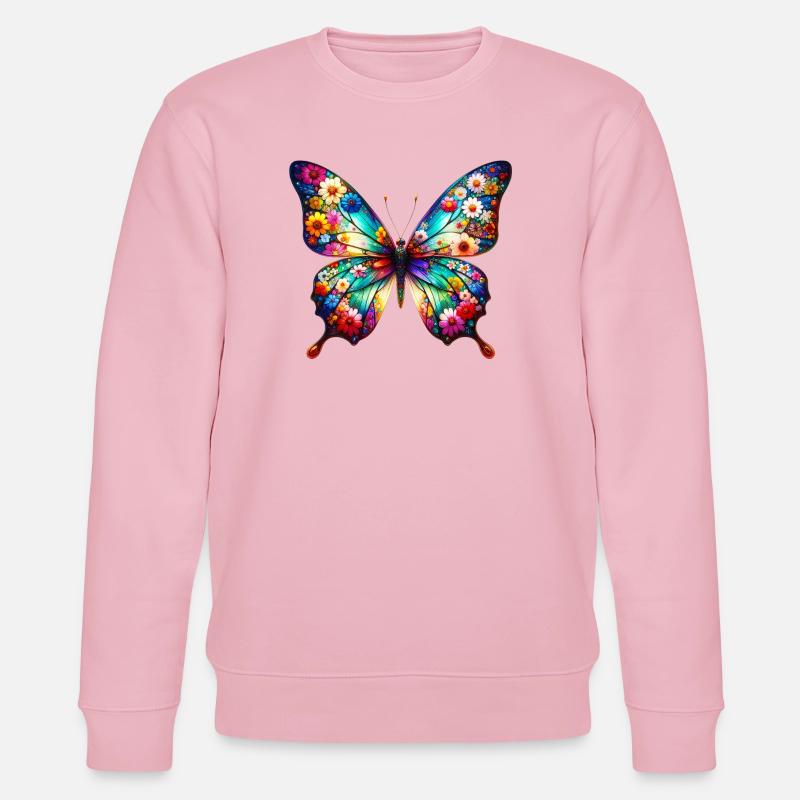 Schmetterling mit Blumen verziert - Stanley/Stella Unisex Bio-Sweatshirt CHANGER  - Hellrosa