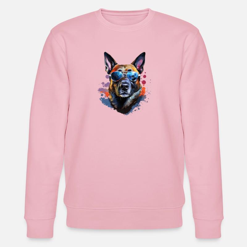 Malinois mit Sonnenbrille - Stanley/Stella Unisex Bio-Sweatshirt CHANGER  - Hellrosa