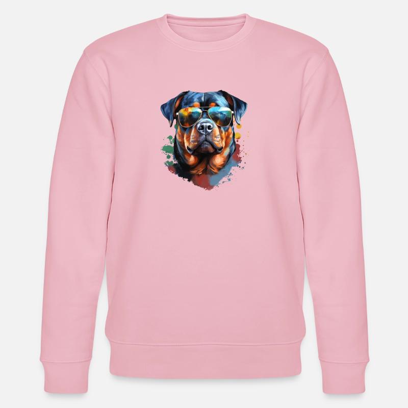 Rottweiler avec lunettes de soleil - Sweat bio CHANGER Stanley/Stella Unisexe - rose pâle