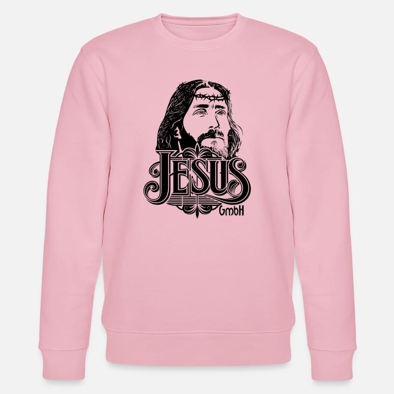 Jésus Tête avec Écriture 2 - Sweat bio CHANGER Stanley/Stella Unisexe - rose pâle