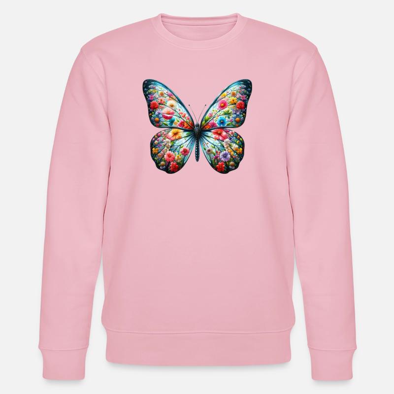 Schmetterling - Stanley/Stella Unisex Bio-Sweatshirt CHANGER  - Hellrosa