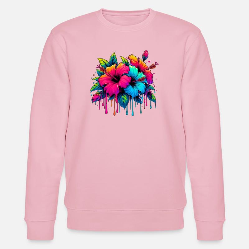 Hibiskusblüten - Stanley/Stella Unisex Bio-Sweatshirt CHANGER  - Hellrosa