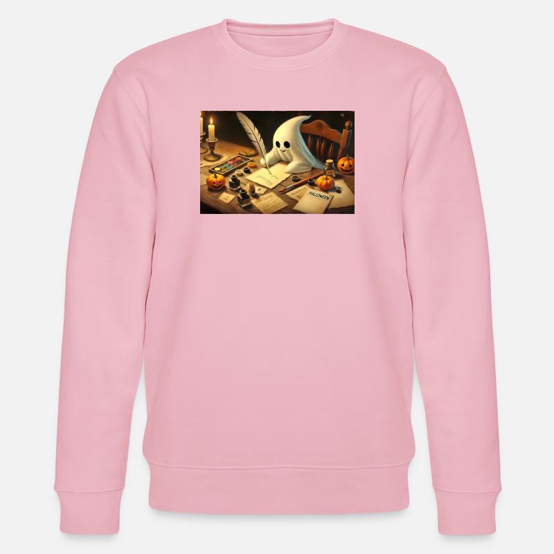 charmanter Geist schreibt Halloween-Einladungen - Stanley/Stella Unisex Bio-Sweatshirt CHANGER  - Hellrosa