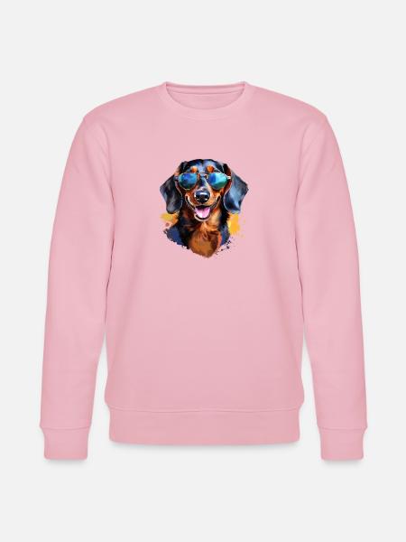 Dachshund with sunglasses - Stanley/Stella CHANGER Unisex Organic Sweatshirt - cotton pink