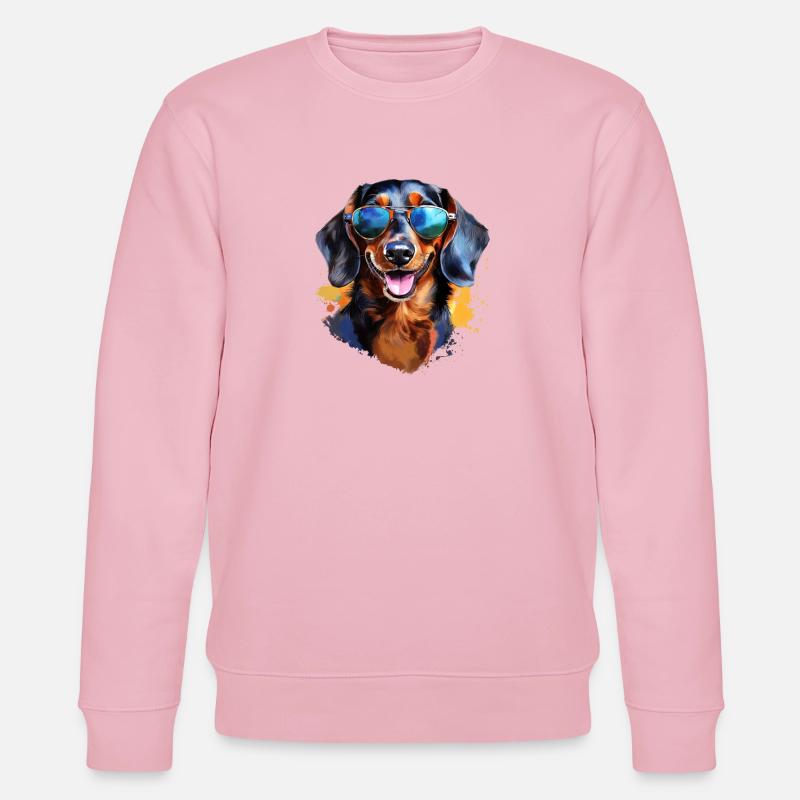 Dackel mit Sonnenbrille - Stanley/Stella Unisex Bio-Sweatshirt CHANGER  - Hellrosa