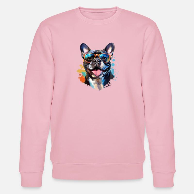 Frenchie mit Sonnenbrille - Stanley/Stella Unisex Bio-Sweatshirt CHANGER  - Hellrosa