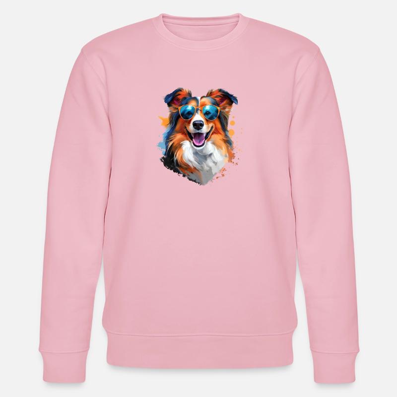 Sheltie avec lunettes de soleil - Sweat bio CHANGER Stanley/Stella Unisexe - rose pâle