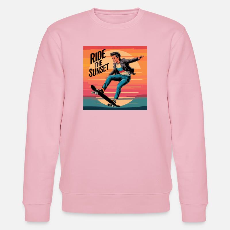 Fahre den Sunset Skateboarder - Stanley/Stella Unisex Bio-Sweatshirt CHANGER  - Hellrosa