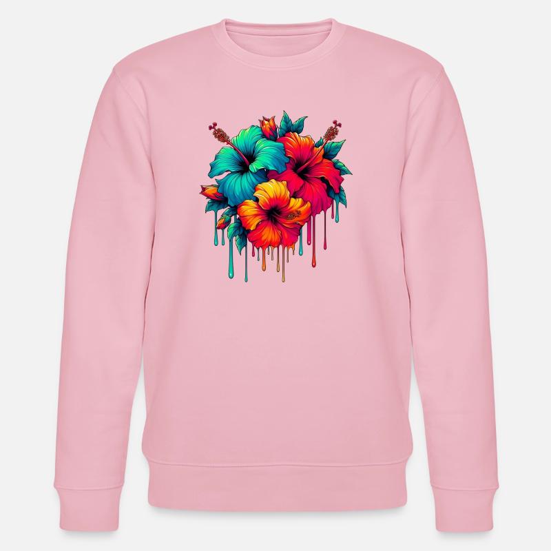 Hibiskusblüten - Stanley/Stella Unisex Bio-Sweatshirt CHANGER  - Hellrosa
