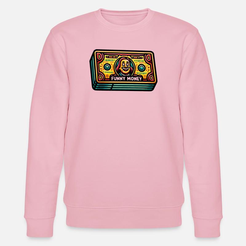 Lebendige Geldscheinkunst im Neonstil - Stanley/Stella Unisex Bio-Sweatshirt CHANGER - Hellrosa