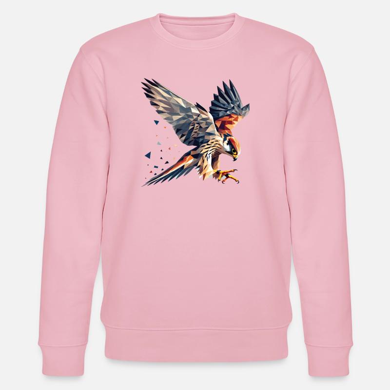 Faucon oiseau de proie style polygone - Sweat bio CHANGER Stanley/Stella Unisexe - rose pâle