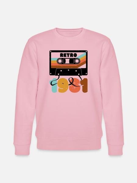 Retro Rainbow 80s Cassette Text - Stanley/Stella CHANGER Unisex Organic Sweatshirt - cotton pink