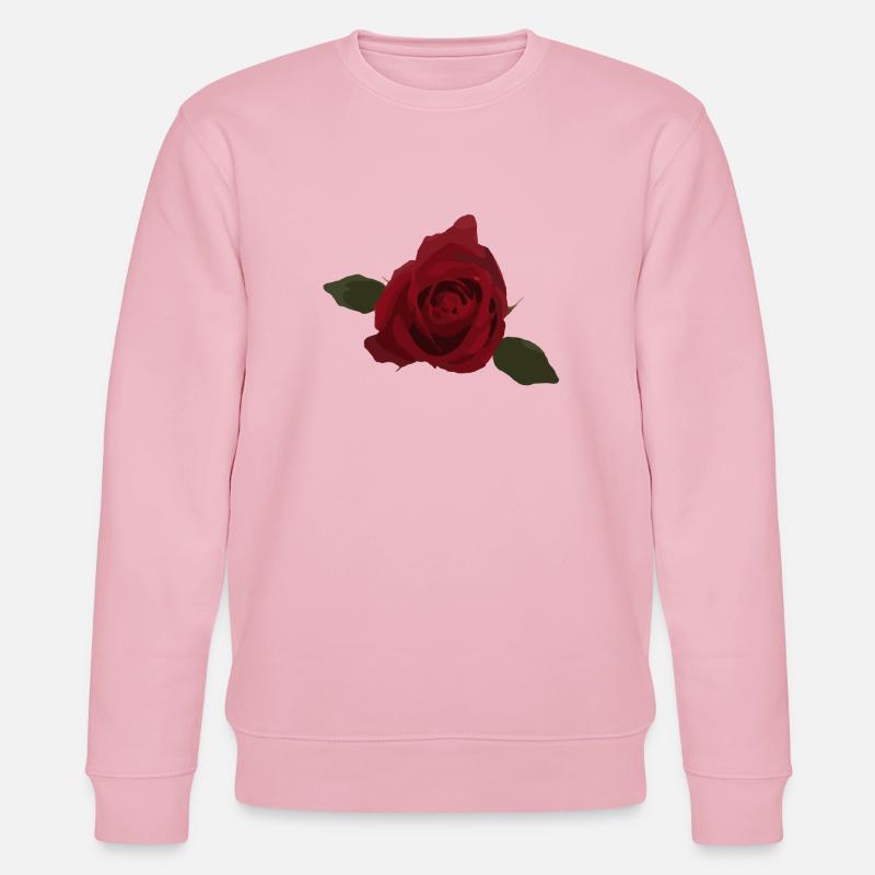 Rose rouge, fleur, vue de dessus - Sweat bio CHANGER Stanley/Stella Unisexe - rose pâle