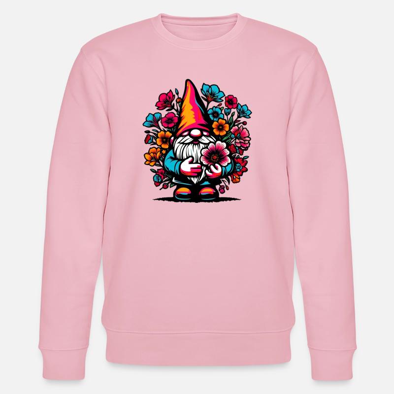 Zwerg mit Blumen - Stanley/Stella Unisex Bio-Sweatshirt CHANGER  - Hellrosa