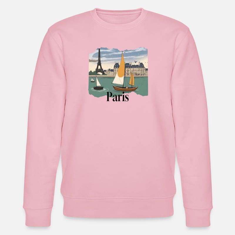 Paris Seine Vintage Segelboote - Stanley/Stella Unisex Bio-Sweatshirt CHANGER  - Hellrosa
