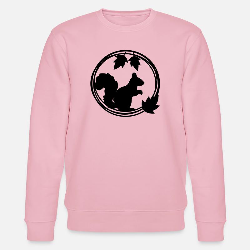Eichhörnchen Silhouette im Blätterkranz - Stanley/Stella Unisex Bio-Sweatshirt CHANGER - Hellrosa
